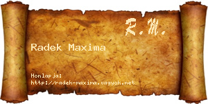 Radek Maxima névjegykártya